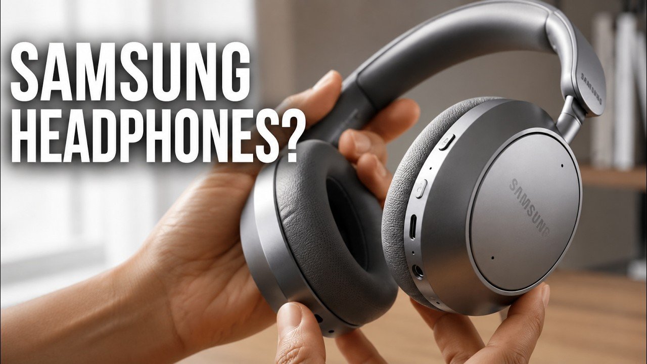 Concept graphic of the rumored Samsung Galaxy H1 over-ear headphones.