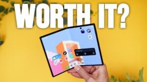 The Samsung Galaxy Z Fold 8 resting flat to show its thin profile.