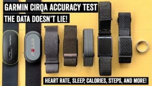 Garmin Cirqa wristband worn on a user's arm during a run.