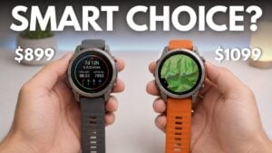 Side-by-side comparison of the Garmin Fenix 9 Pro and Fenix 8 Pro smartwatches.