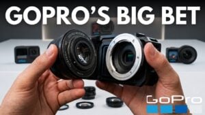 Front view of the GoPro Mission 1 Pro ILS camera.