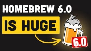 Homebrew 6.0 update screen in a Mac terminal window
