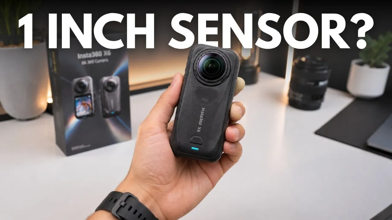 The new 1-inch square imaging sensor used in the Insta360 X6.