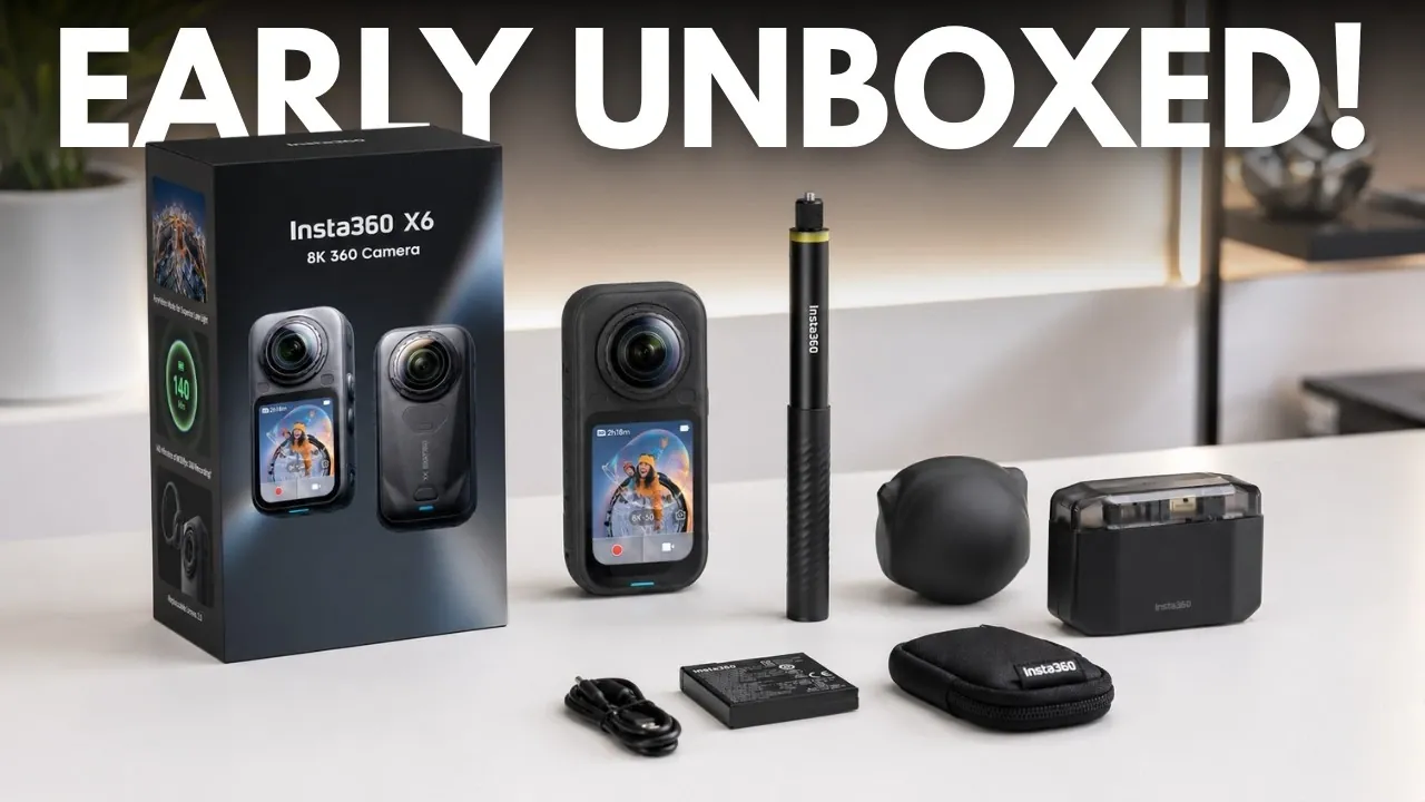 The box contents of the Insta360 X6 including the invisible selfie stick.
