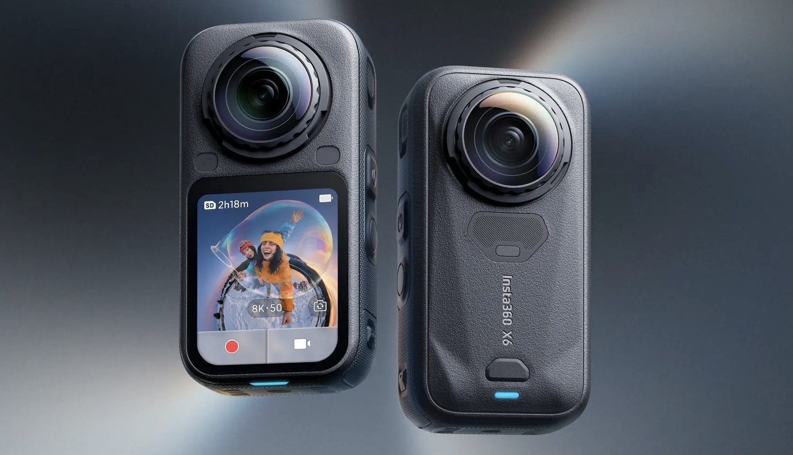Side by side comparison of the Insta360 X6 and X4 action cameras