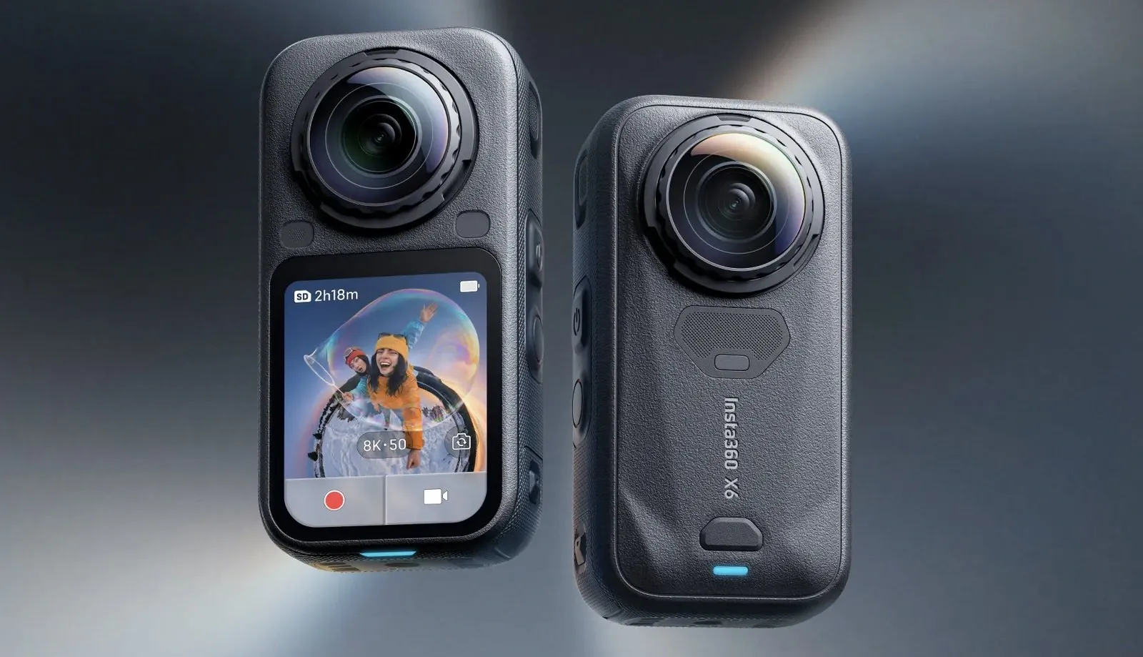 Insta360 X6 and X4 cameras showing their different heights and widths