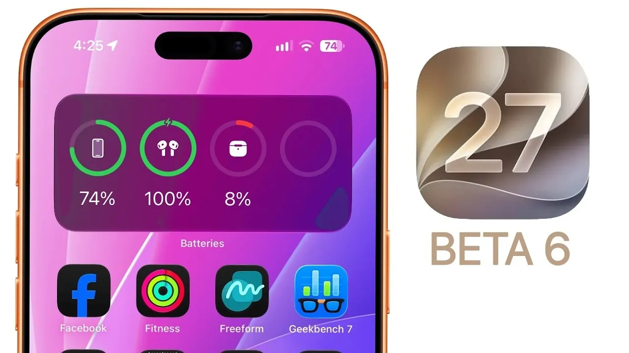 An iPhone screen showing the beta 6 build number 24A5418B