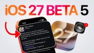 The iOS 27 beta 5 update installation screen on an iPhone.