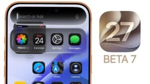 The iOS 27 Beta 7 software update download screen displayed on an iPhone.