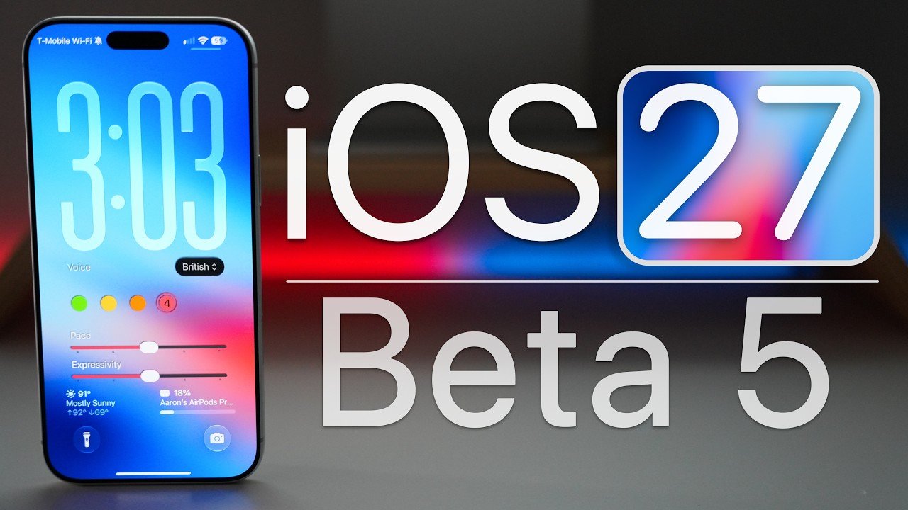 The iOS 27 Beta 5 software update screen showing the new build number