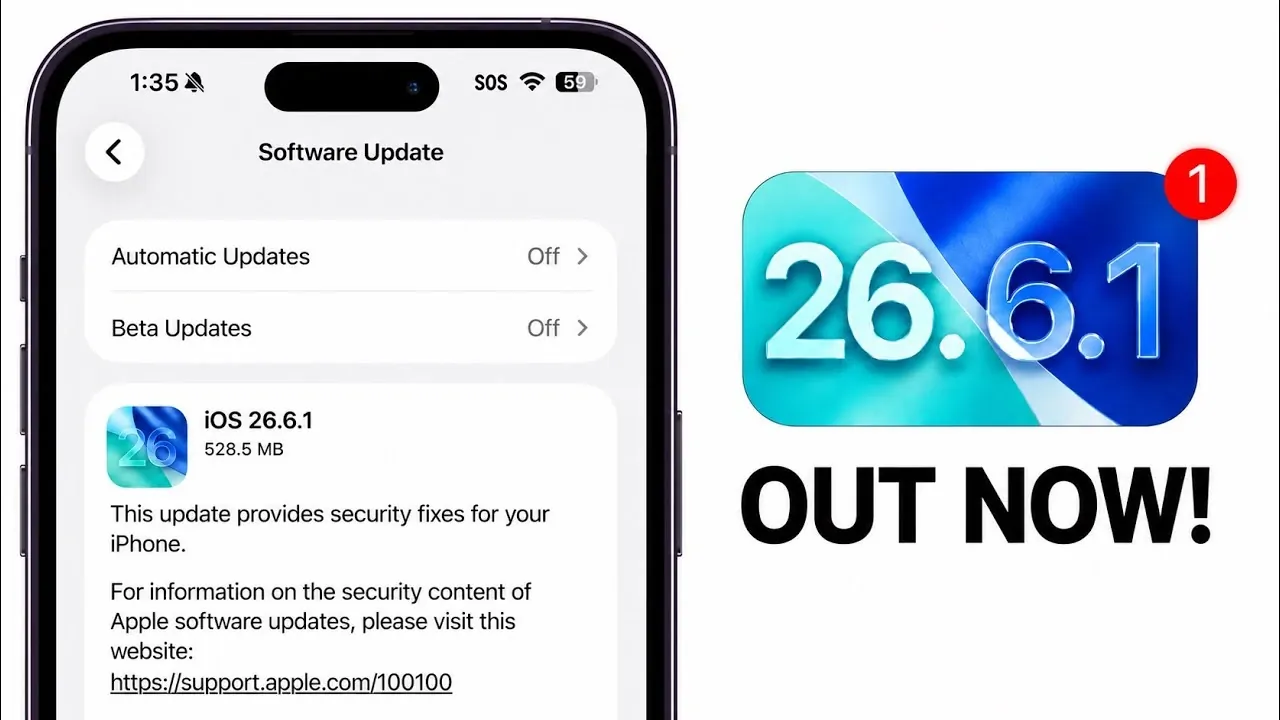 The security settings menu on an iPhone showing recent patches.