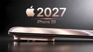 Concept render showing the rumored iPhone 20 next to an older model.