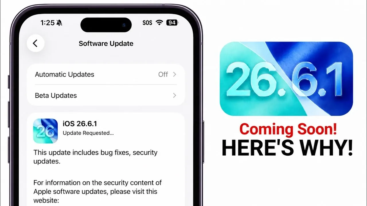 A smartphone screen displaying the iOS software update loading bar in the settings menu.