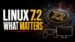 The Linux 7.2 kernel logo alongside code snippets displaying hardware compatibility updates.