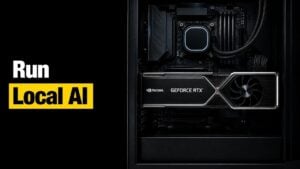 A laptop screen displaying a locally hosted AI chat interface.