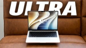Leaked render of the expected MacBook Ultra showing a thinner and lighter chassis.