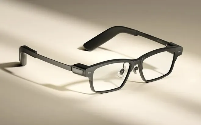 Close up view of the dual displays on MemoMind One glasses.