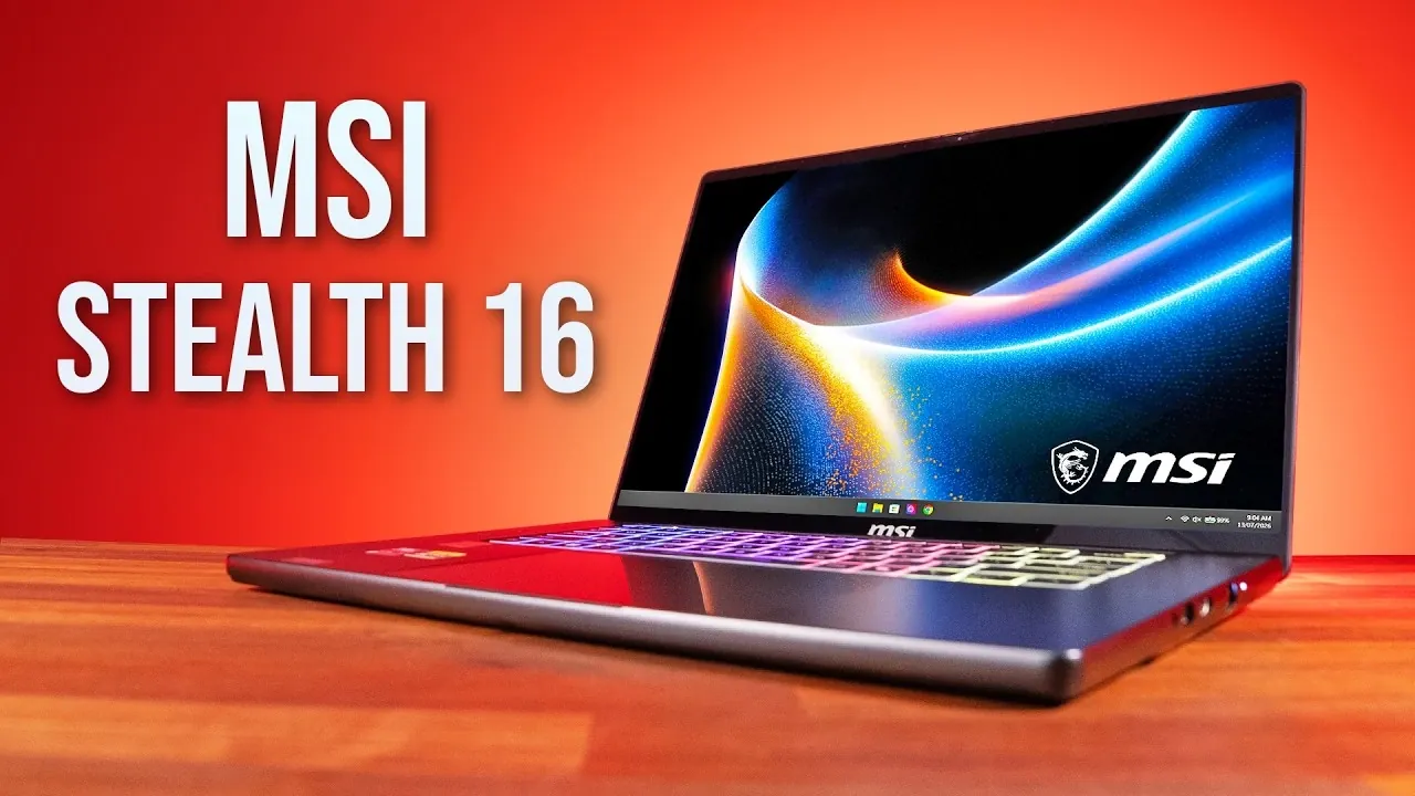A close-up view of the 16-inch OLED display showing vibrant game graphics.