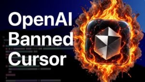 The OpenAI and Cursor logos displayed with a cancellation symbol