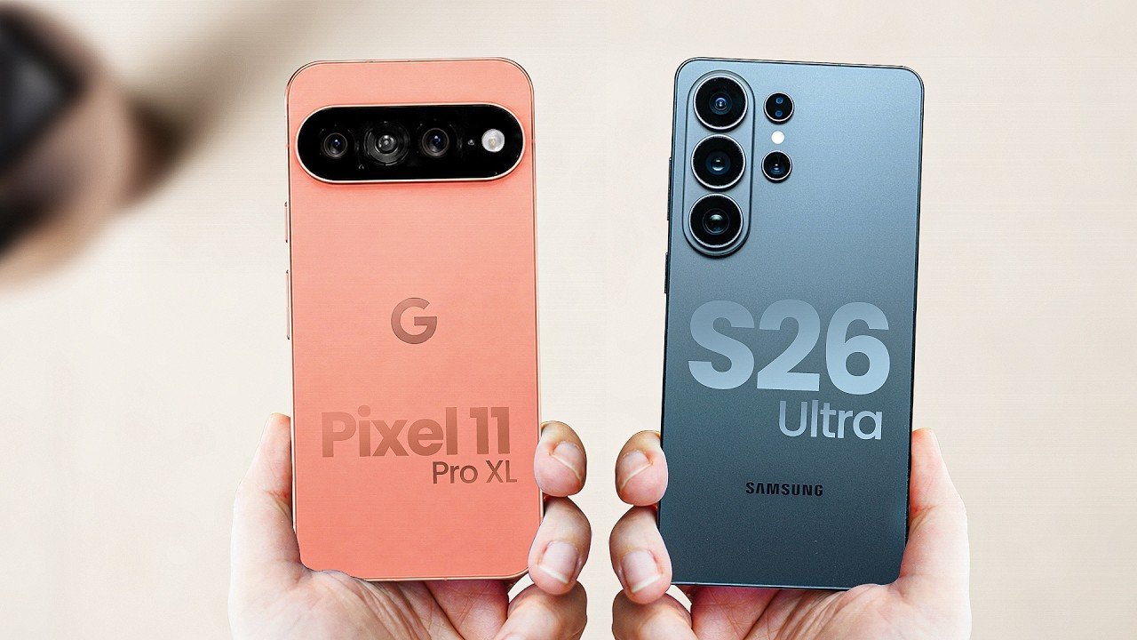 Side by side comparison of the Pixel 11 Pro XL and Samsung Galaxy S26 Ultra.