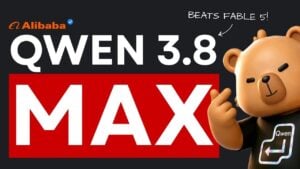 A benchmark comparison chart showing Qwen 3.8 Max against Opus 4.8 and GPT 5.6.