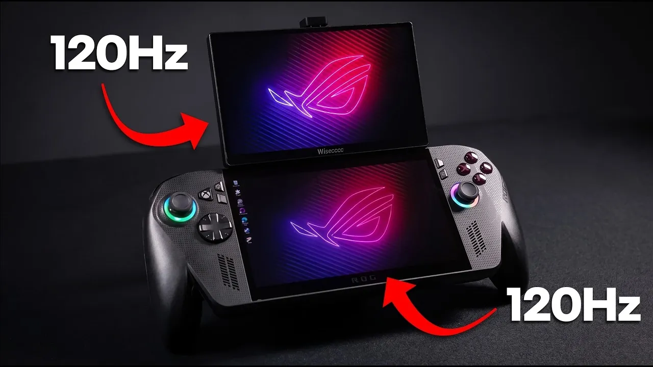 A dual-screen gaming setup running a Nintendo DS emulator.