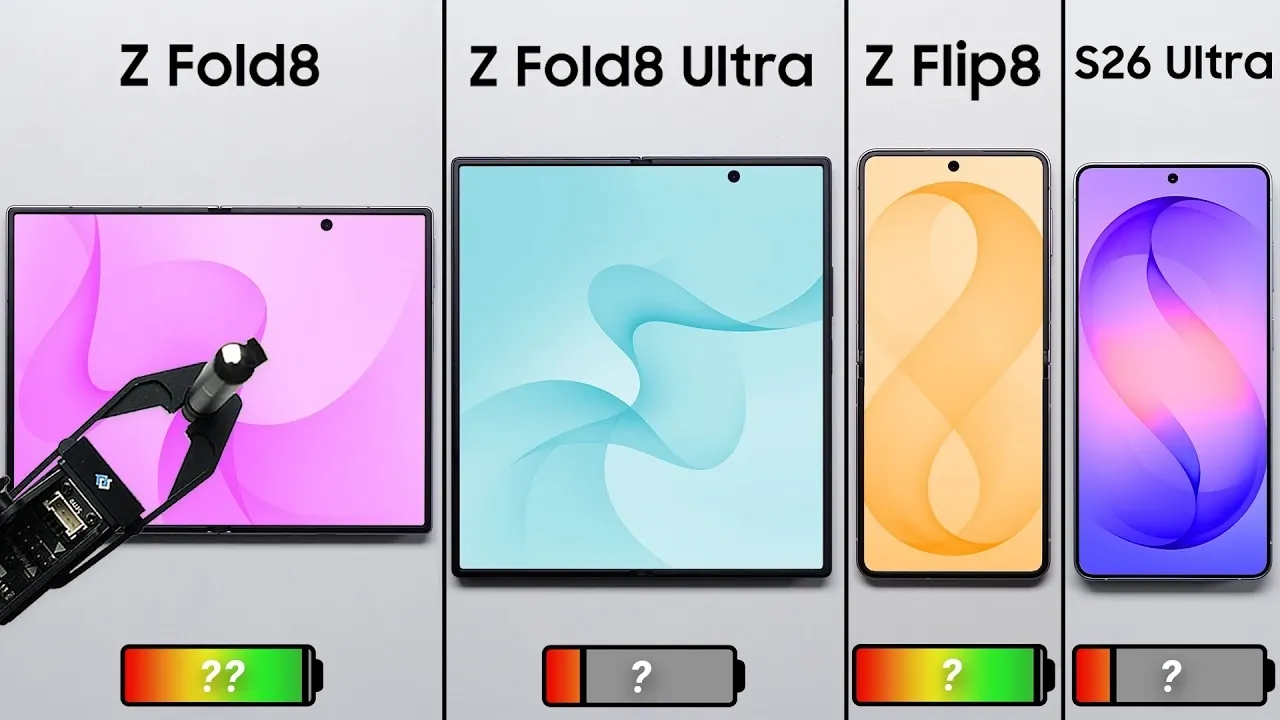 Side by side battery drain results for Samsung folding phones.