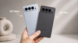 A leaked render of the Samsung Galaxy S27 Pro smartphone showing the back panel.