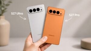The rumored Samsung Galaxy S27 Ultra smartphone shown from the back.