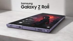 A conceptual render of the rumored Samsung Galaxy Z Roll expanding its display.