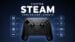 A person configuring a custom layout for their Steam Controller on a PC monitor.