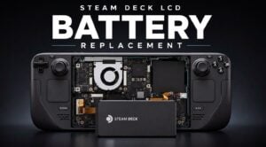 A replacement battery unit for the original LCD Steam Deck.