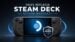 A Steam Deck handheld console running a game.