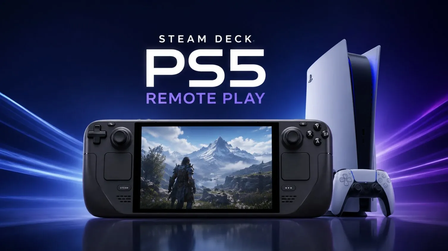 A side-by-side comparison of a Steam Deck and a PlayStation Portal.