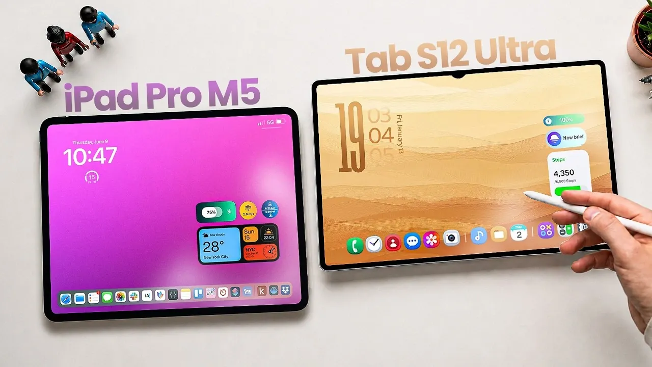 Samsung Galaxy Tab S12 Ultra displaying a colorful wallpaper