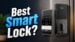 Front view of the Tapo DL130 smart lock installed on a wooden door.