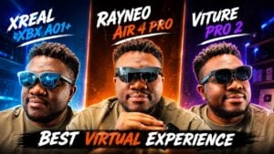 Three $299 XR glasses placed side by side for a visual comparison.