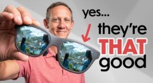 Person wearing the XREAL xbx A01+ looking like regular sunglasses outdoors.