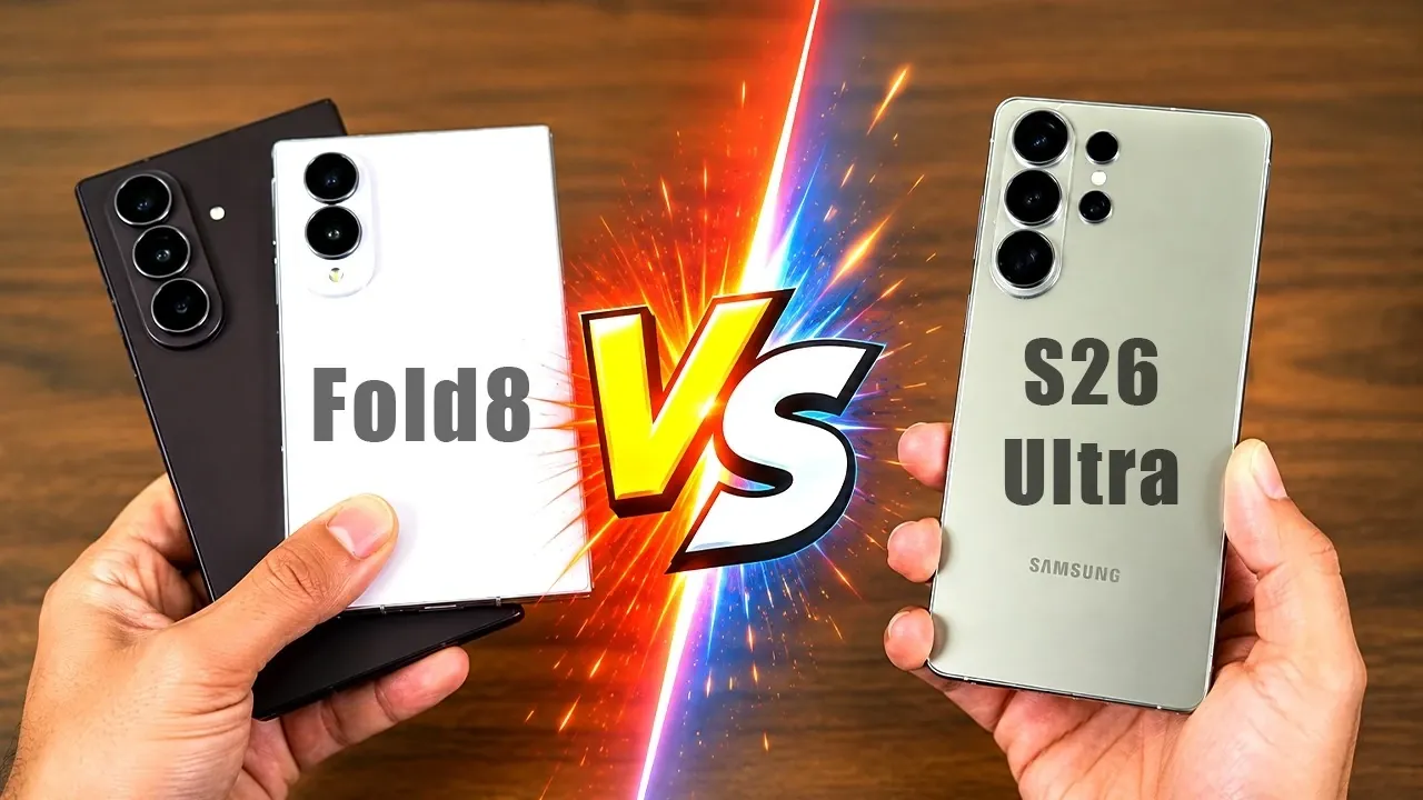 The Galaxy Z Fold 8 inner display showing two apps open side by side.
