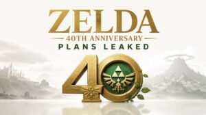 Leaked image showing a potential Zelda 40th anniversary Nintendo Switch 2 console.