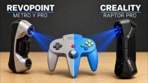 Side by side comparison of the Creality and Revopoint scanners.