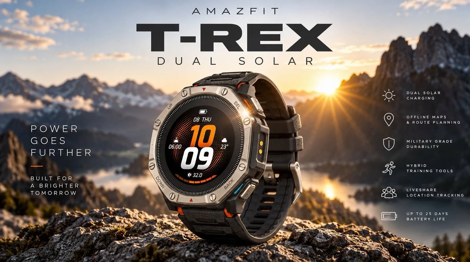 The rear solar panel on the back of the smartwatch