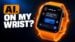 An Apple Watch Series 6 displaying local AI text generation on its screen.