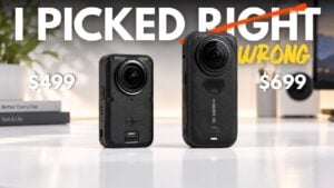 DJI Osmo 360 II and Insta360 X6 placed side by side.