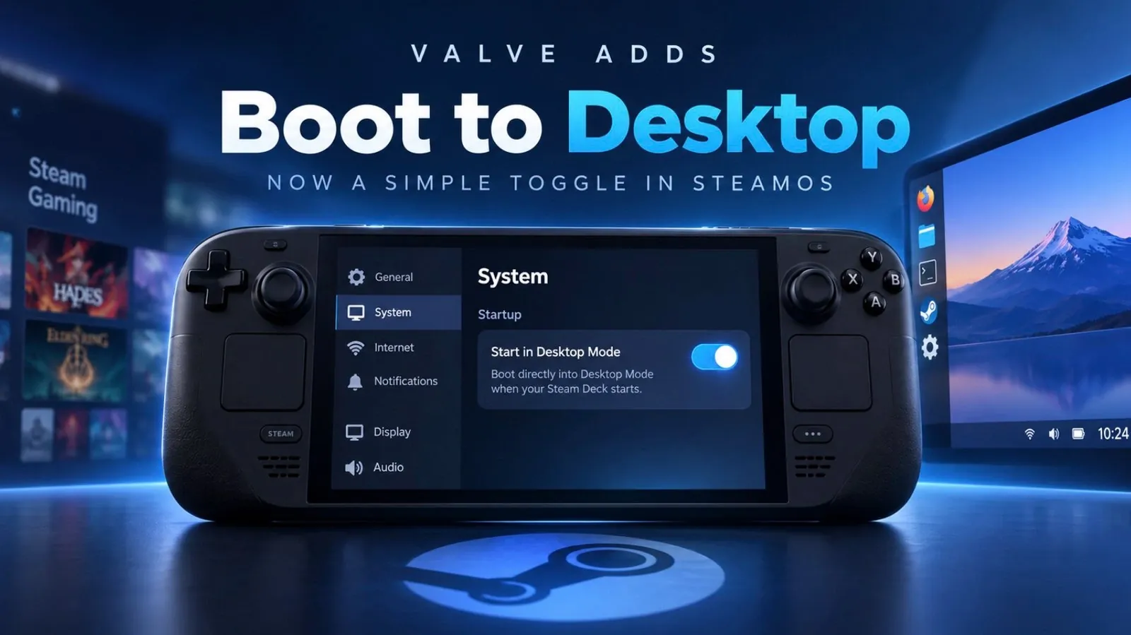 The new Big Art Mode interface on the Steam OS home screen