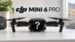 A compact DJI Mini series drone resting on a wooden table.