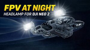 Vifly spotlight attached to the front of a DJI Neo 2 drone