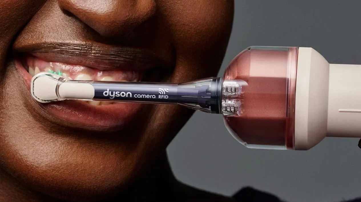 Close-up of the 1mm camera integrated into the toothbrush head.