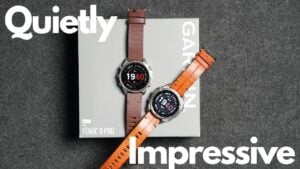 Fenix 9 Pro InReach smartwatch resting on a wooden table