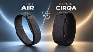 The Fitbit Air and Garmin Circa placed side by side.